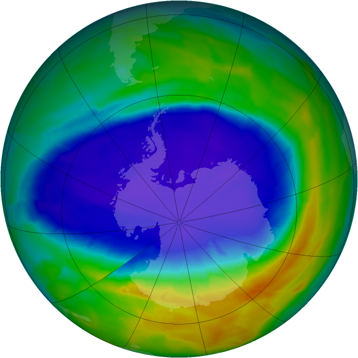 Antarctic ozone map for 22 September 2013